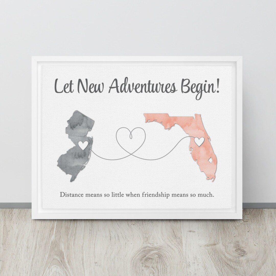 Long Distance Friendship Gift, Best Friend Moving Away Print, State to State Art, Going Away Sign For Coworker, College Student Dorm Gift MakerPlace